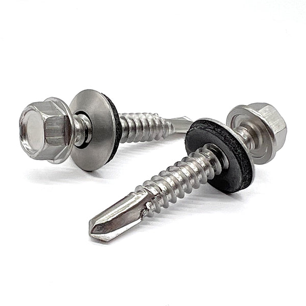 410 Stainless Hex Washer w/ Sealing Washer Self Drilling Screws