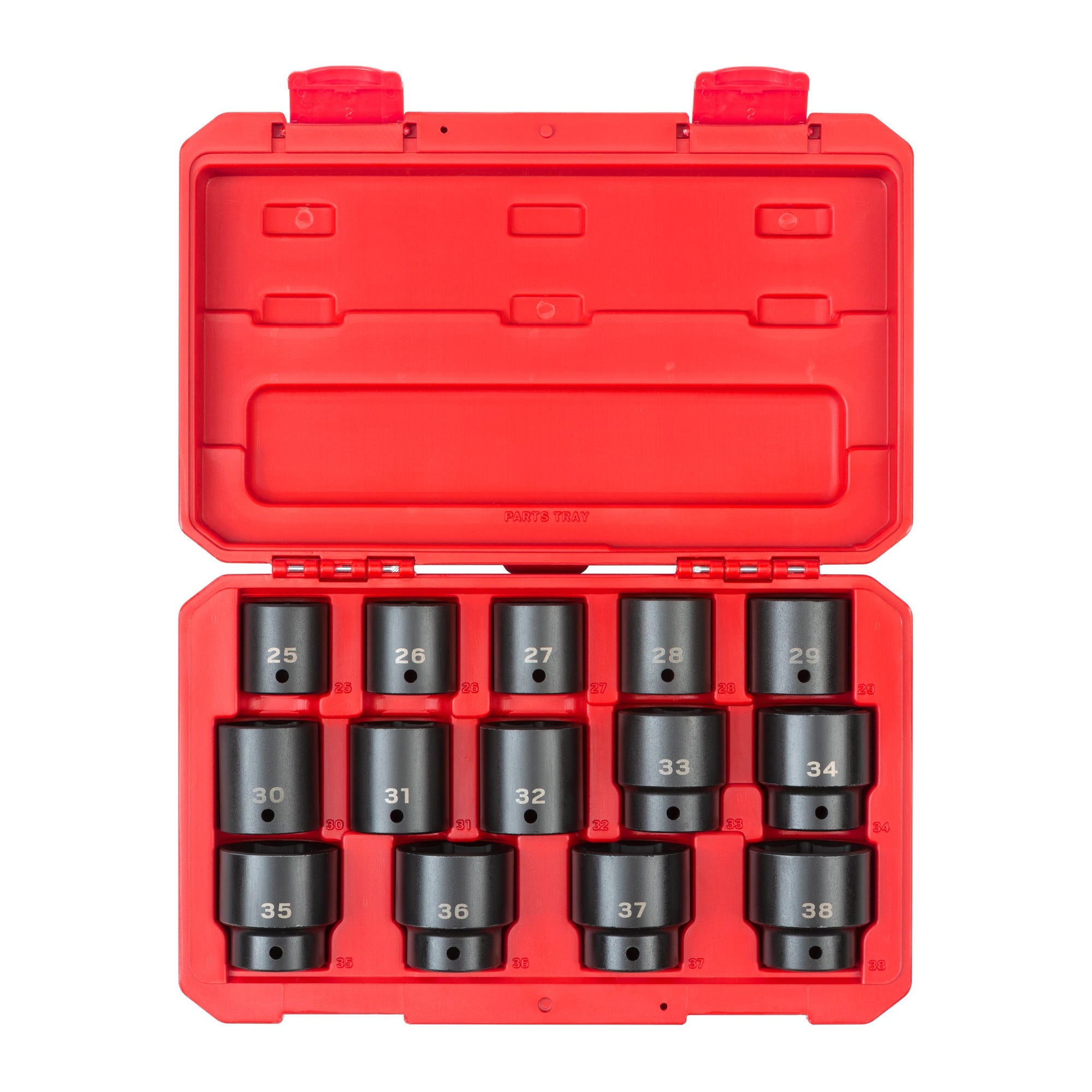 1/2 Inch Drive Shallow 6-Point Impact Socket Set with Case, 14-Piece (25 - 38 mm)