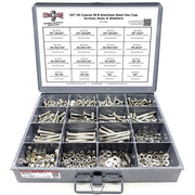 1/4"-20 Coarse 18-8 Stainless Steel Hex Cap Screws, Nuts, & Washers - 575 PCS