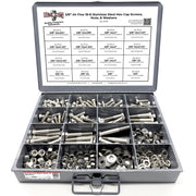 3/8"-24 Fine 18-8 Stainless Steel Hex Cap Screws, Nuts, & Washers - 378 PCS