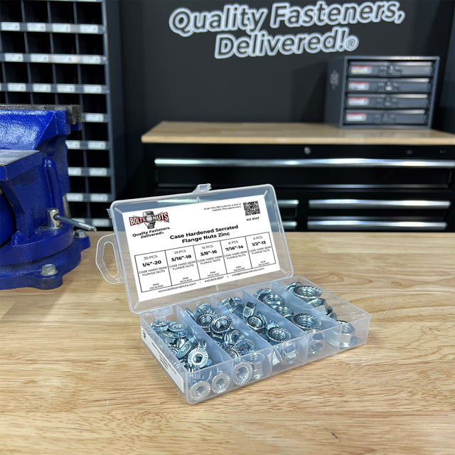 Case Hardened Serrated Hex Flange Nut Assortment - 90 PCS