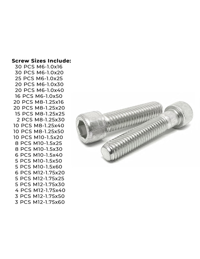 Metric A2 Stainless Steel Allen Socket Head Cap Screws Bolts Assortment - 306 PCS