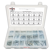 Assortment Kit #590 (851Pcs.) Steel Extended Prong Cotter Pins - Zinc Clear 1/16" 3/32" 1/8" 5/32" 3/16"  w/ 18 Hole Plastic Bin
