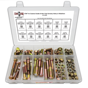 Assortment Kit #618 (136Pcs.) 7/16"-14 Grade 8 Hex Cap Screws, Grade 8 Hex & Nylon Nuts, Grade 8 Flat & Lock Washers - Zinc Yellow