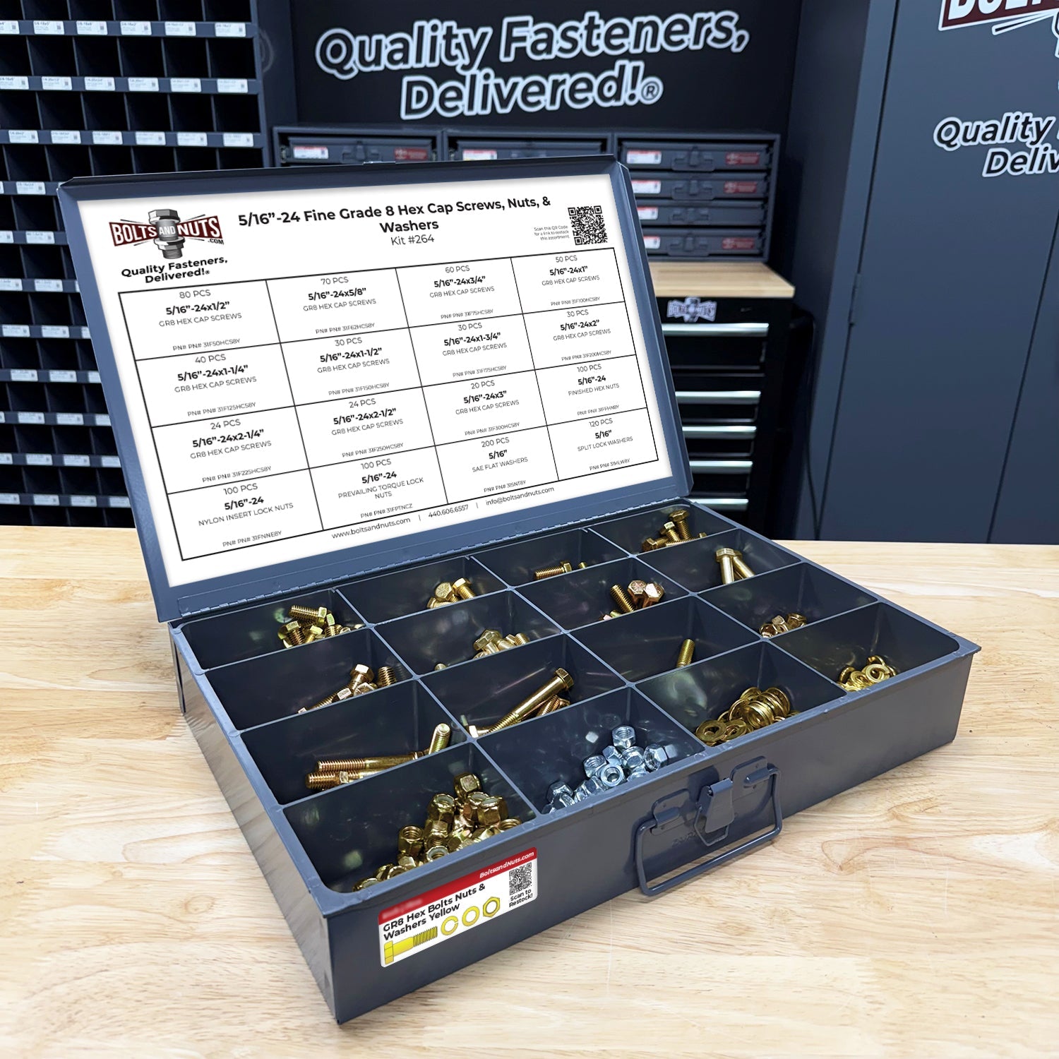5/16"-24 Fine Grade 8 Hex Cap Screws, Nuts, & Washers - 1079 PCS