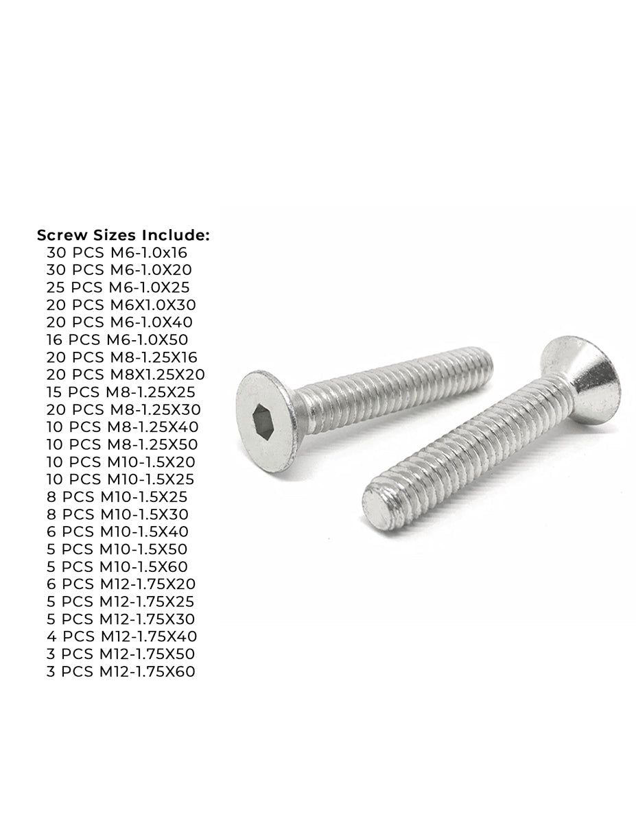 Metric A2-70 Stainless Steel Flat Socket Screws - 305 PCS