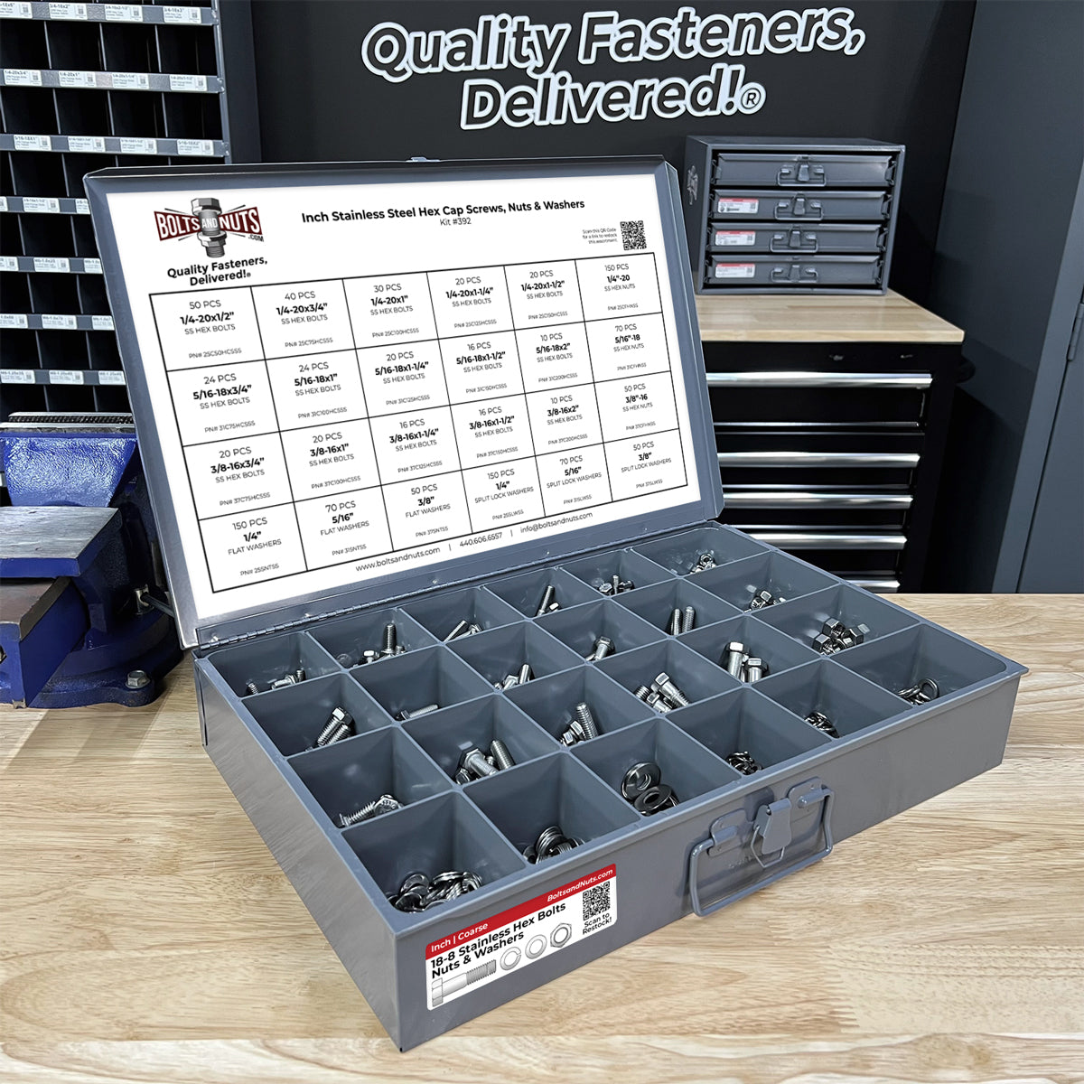 Inch Stainless Steel Hex Cap Screws, Nuts & Washers - 1147 PCS