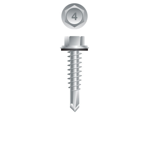 #10 Strong-Point Hex Washer Head w/Washer 10-16 x 3/4, 410 Stainless Steel