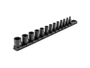 1/4 Inch Drive Shallow 6-Point Impact Socket Set with Rail, 13-Piece (5/32 - 11/16 in.)