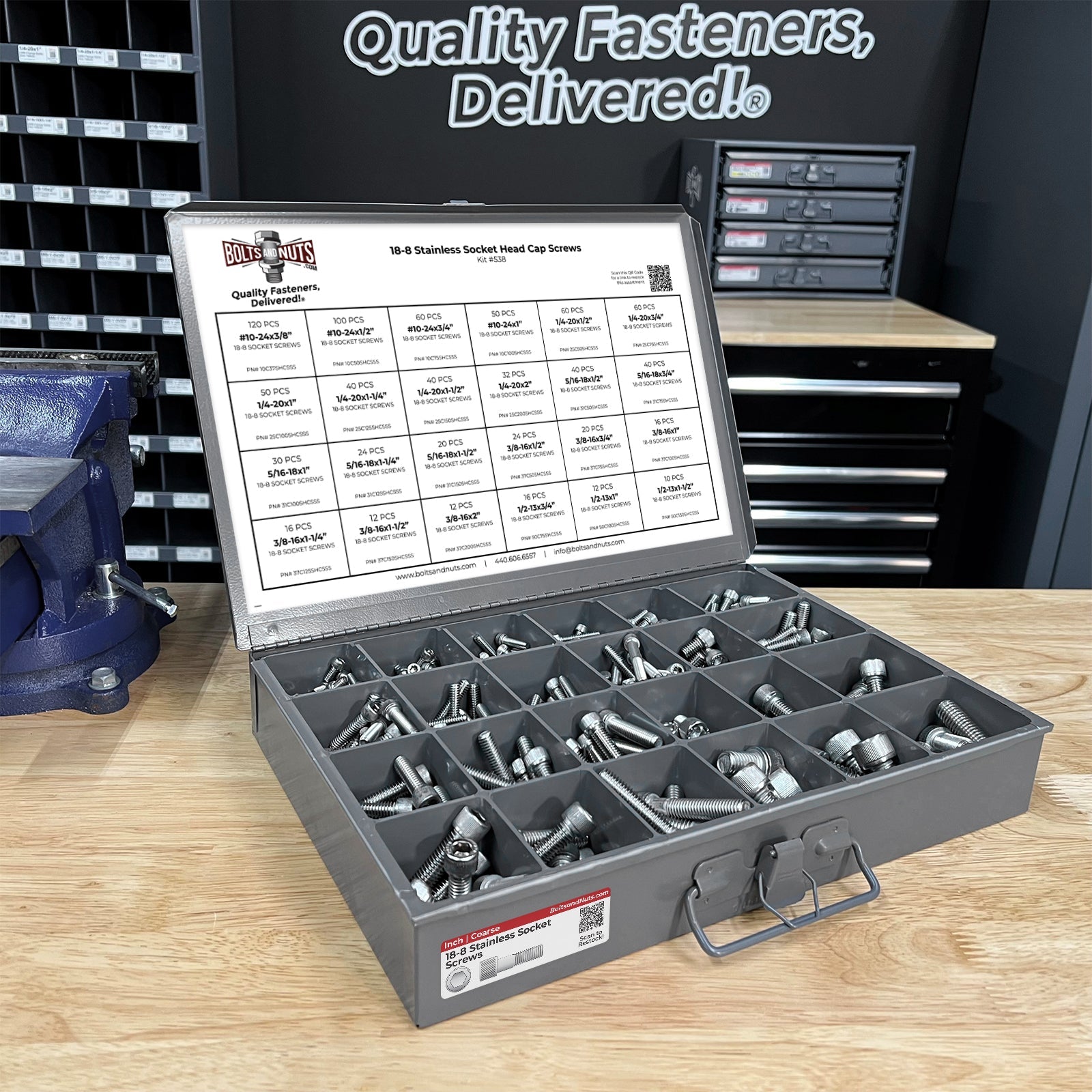 Inch 18-8 Stainless Steel Allen Socket Head Cap Screws Bolts Assortment - 905 PCS