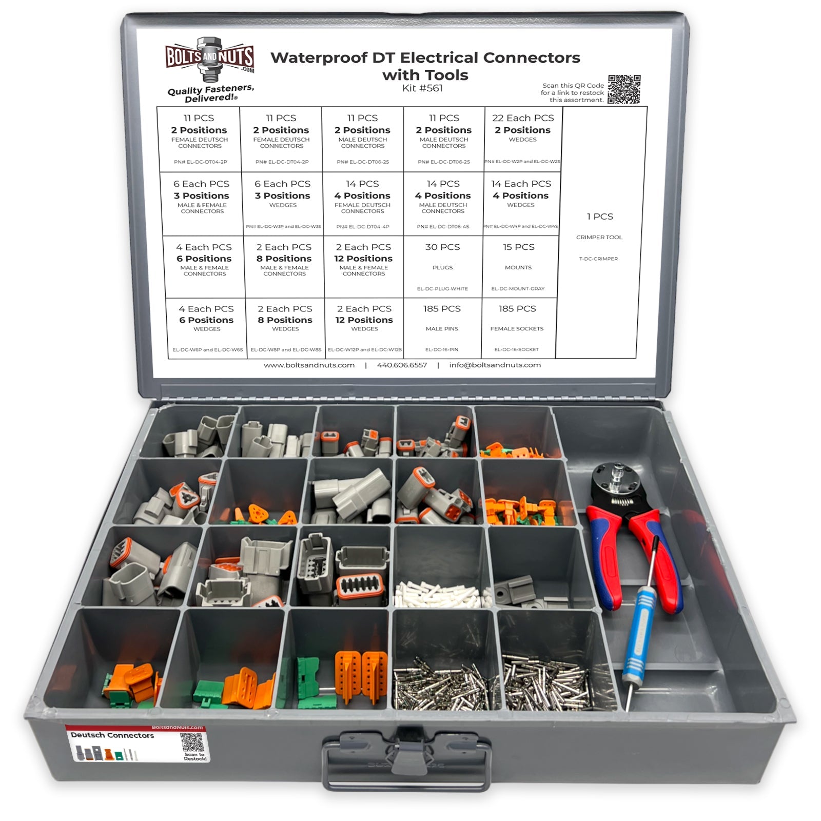Waterproof DT Pin Electrical Connectors Assortment with Tools - 518 Pieces