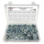 Metric Class 8.8 Hex Cap Screws, Hex Nuts, Flat & Lock Washers - 341 PCS