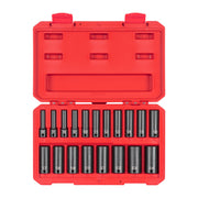 3/8 Inch Drive Deep 12-Point Impact Socket Set with Case, 19-Piece (6 - 24 mm)