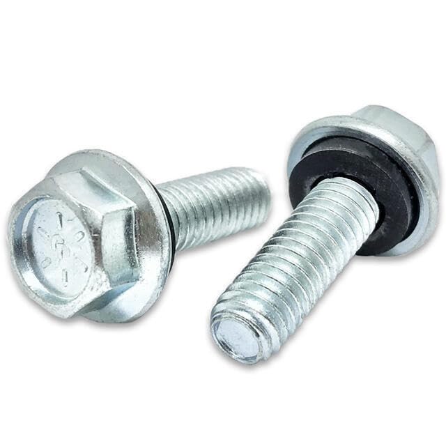 5/16-18x1-1/4" Grade 8 Hex Flange Grain Bin Bolts Rubber Washer Zinc