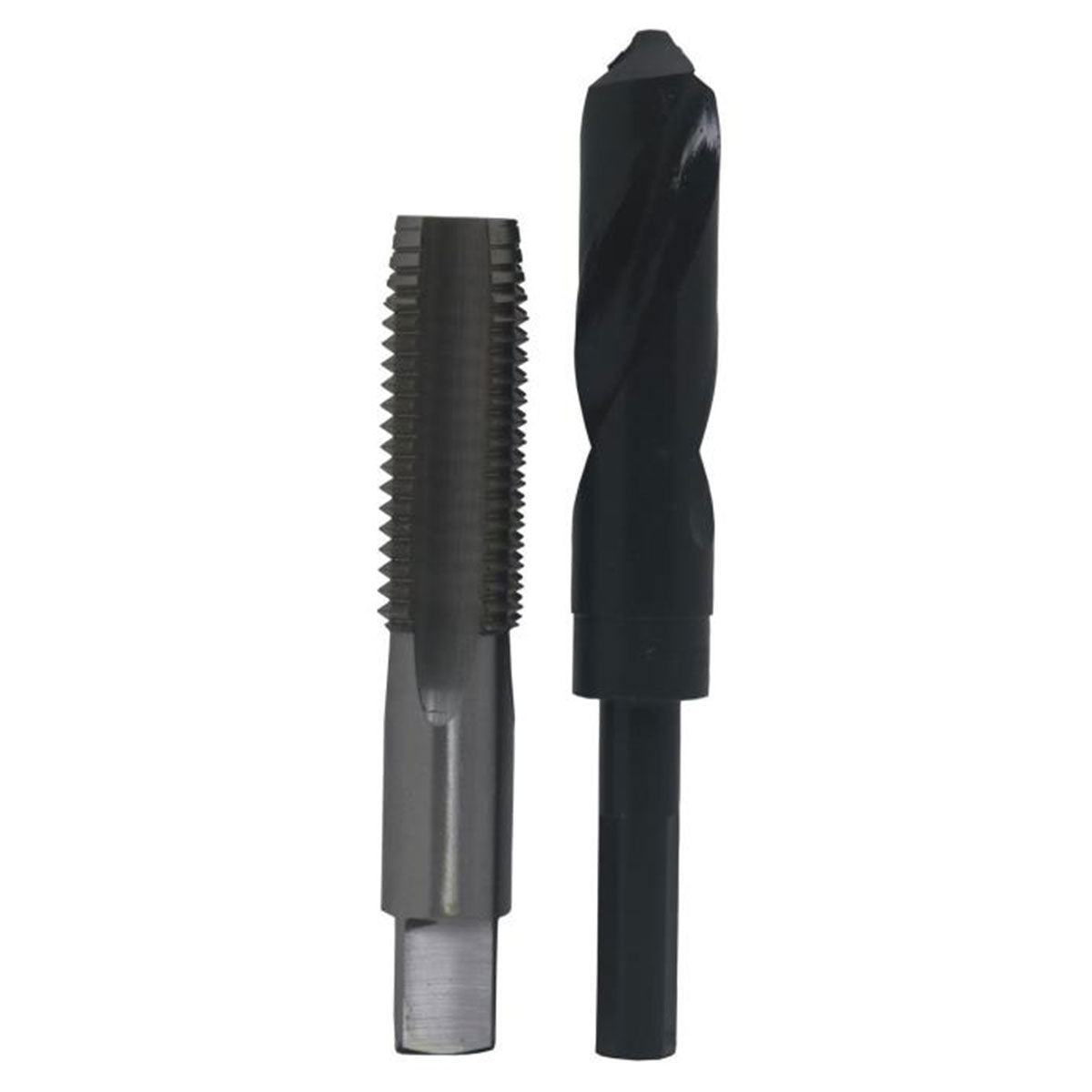 1"-14 HSS Plug Tap and 15/16" HSS 1/2" Shank Drill Bit