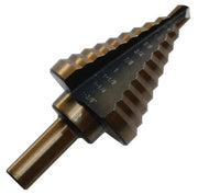 #5 High Speed Steel Black & Gold Round Shank Step Drill Bit, (1/4" - 1-3/8" by 1/8")