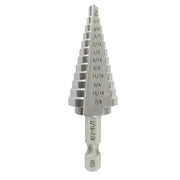 #4 High Speed Steel Quick Change Hex Shank Step Drill Bit, (3/16" - 7/8" by 1/16")