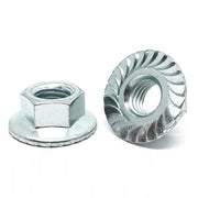 1/4"-20 Case Hard Steel Serrated Hex Large Flange Lock Nuts Zinc