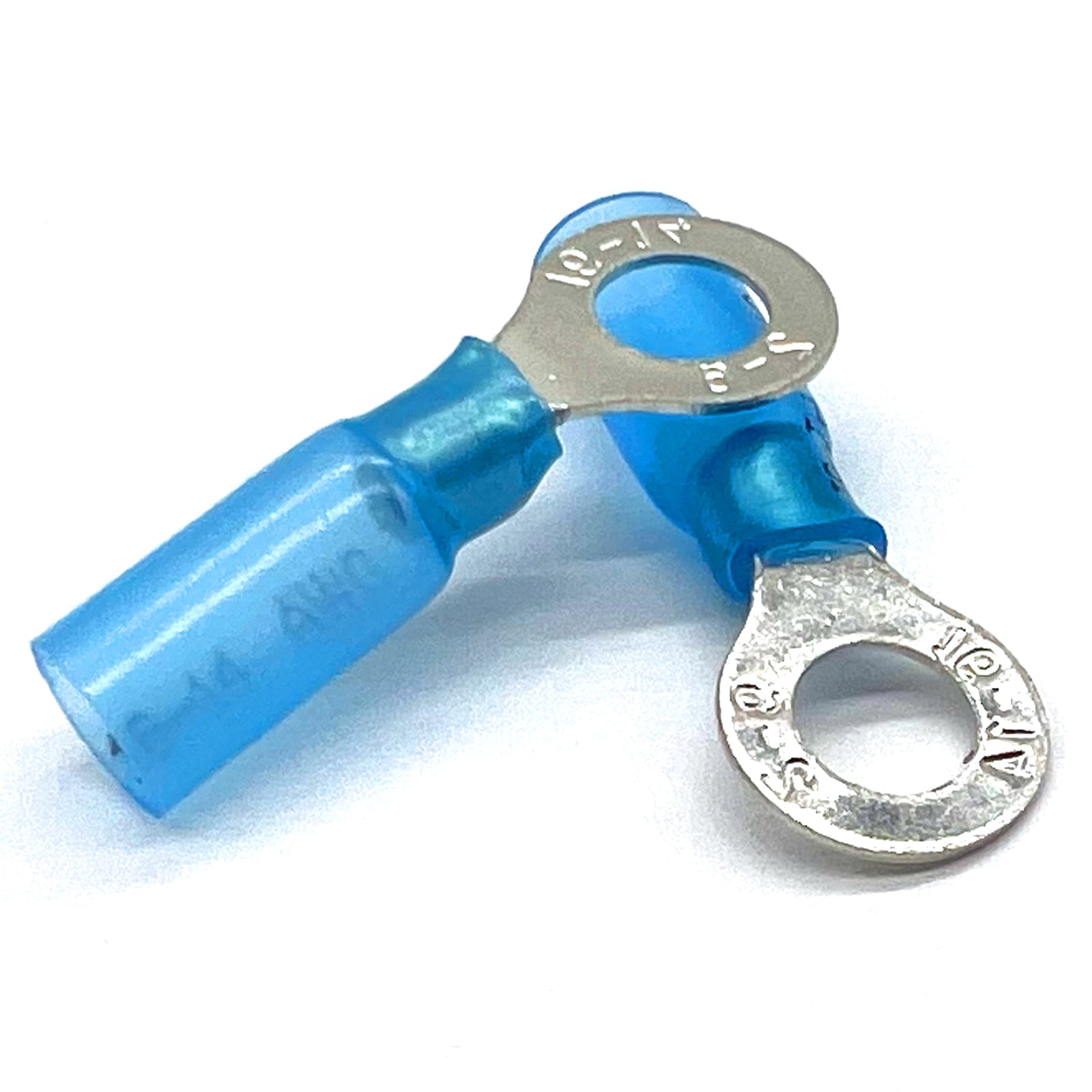 Blue Heat Shrink Marine Grade 3/8" Diameter Ring Connectors, AWG 16-14
