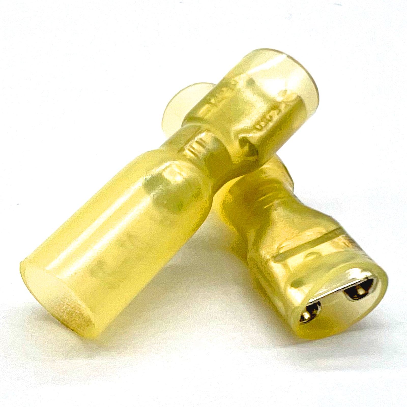 Yellow Heat Shrink Female Spade Connectors, AWG 12-10