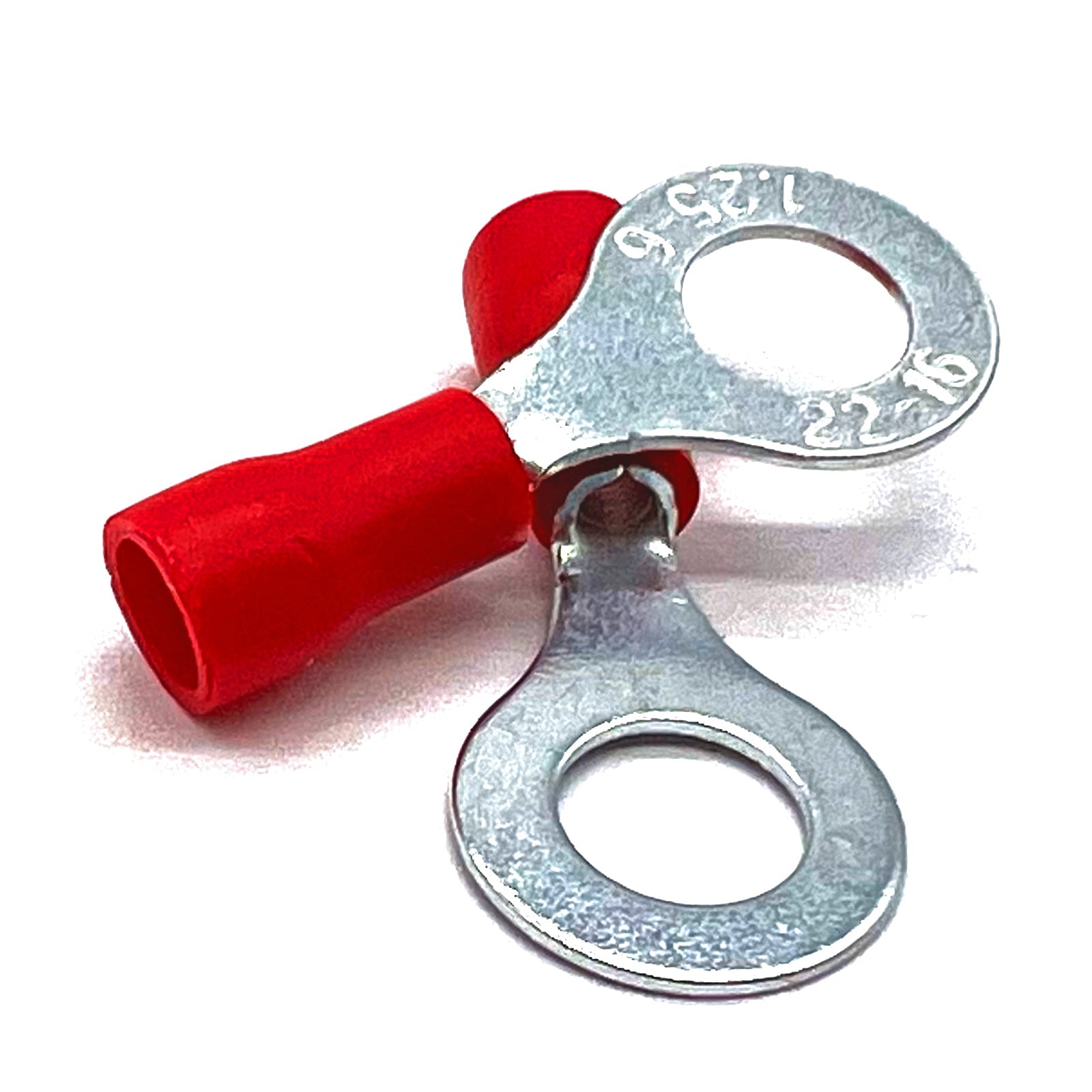 Red PVC/Vinyl 1/4" Diameter Ring Crimp Connector, AWG 22-16