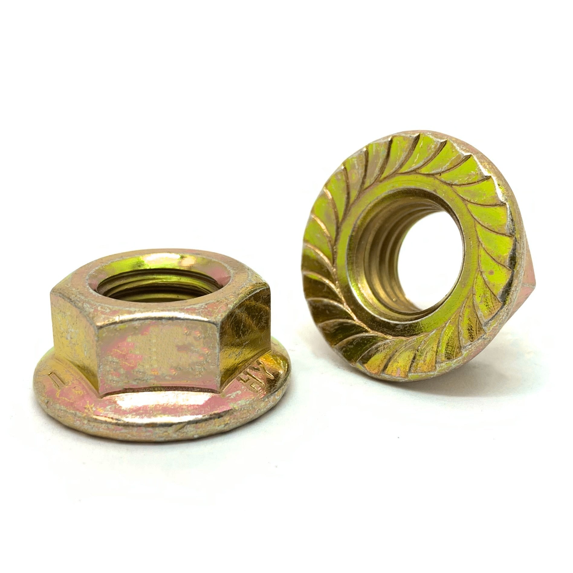 M10-1.5 Class 8 Serrated Hex Flange Nuts Zinc Yellow