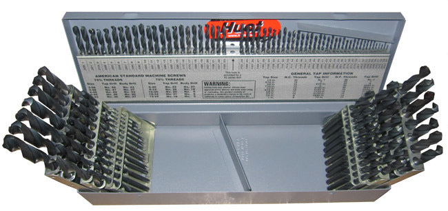 115 Piece HSS Black Oxide Jobber Length Drill Bit Set, D/AN, 1/16"- 1/2", A - Z, #1 - #60