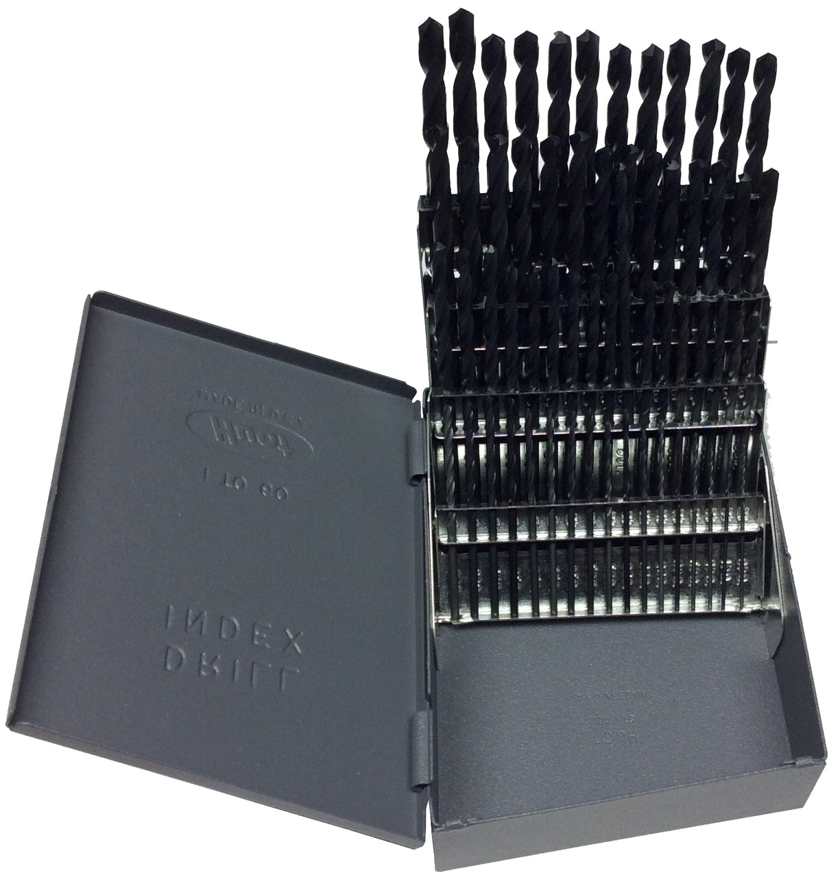 60 Piece HSS Black Oxide Jobber Length Drill Bit Set, D/AN, #1 - #60