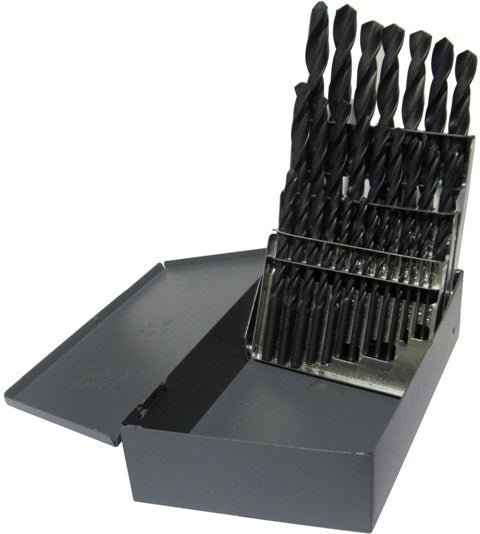 25 Piece HSS Black Oxide Jobber Length Drill Bit Set, DWDN, 1.00mm - 13.00mm
