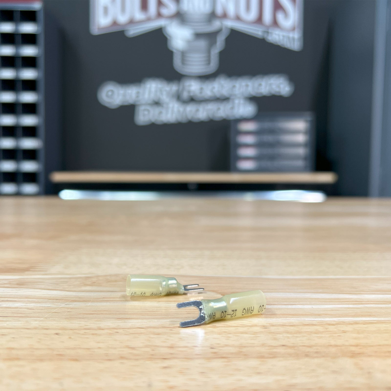 Yellow Heat Shrink Marine Grade #8 U-Type Fork Connectors, AWG 12-10