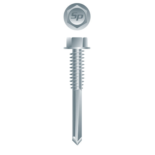 #12 Strong-Point Hex Washer Head 12-24 x 3, Zinc