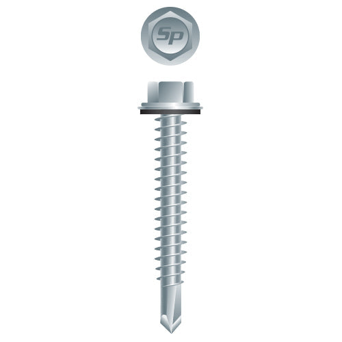 #14 Strong-Point Hex Washer Head w/Washer 14-14 x 1-1/2, Zinc