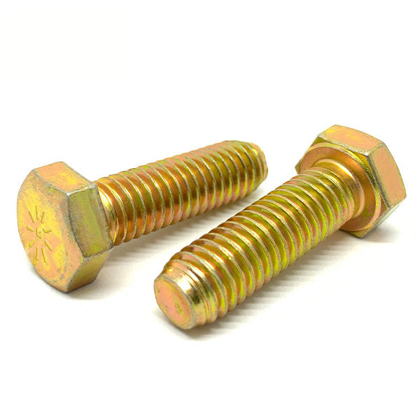 1/4"-28x1/2" Hex Cap Screws Grade L-9 Bolts USA Zinc Yellow