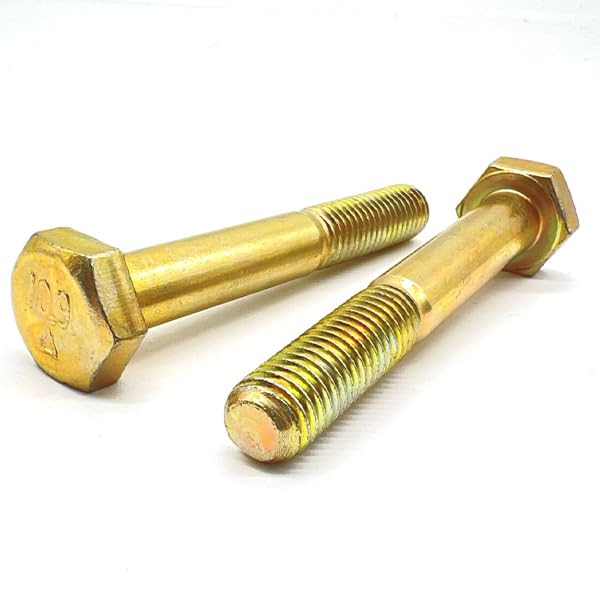 M10-1.50x80 Class 10.9 Hex Cap Screws Zinc Yellow