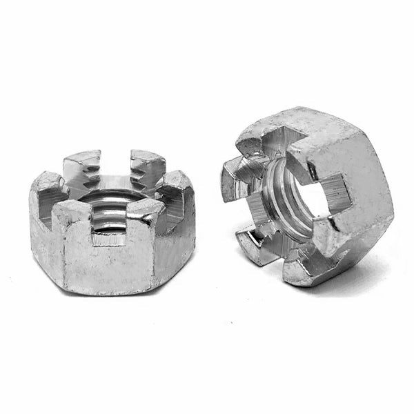5/8"-11 Steel Slotted Hex Nuts Plain & Oil