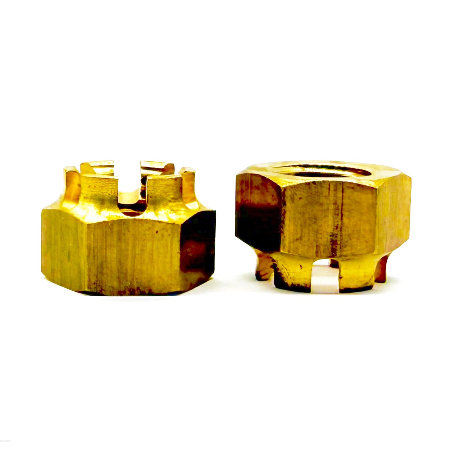 #10-24 Brass Slotted Hex Nuts