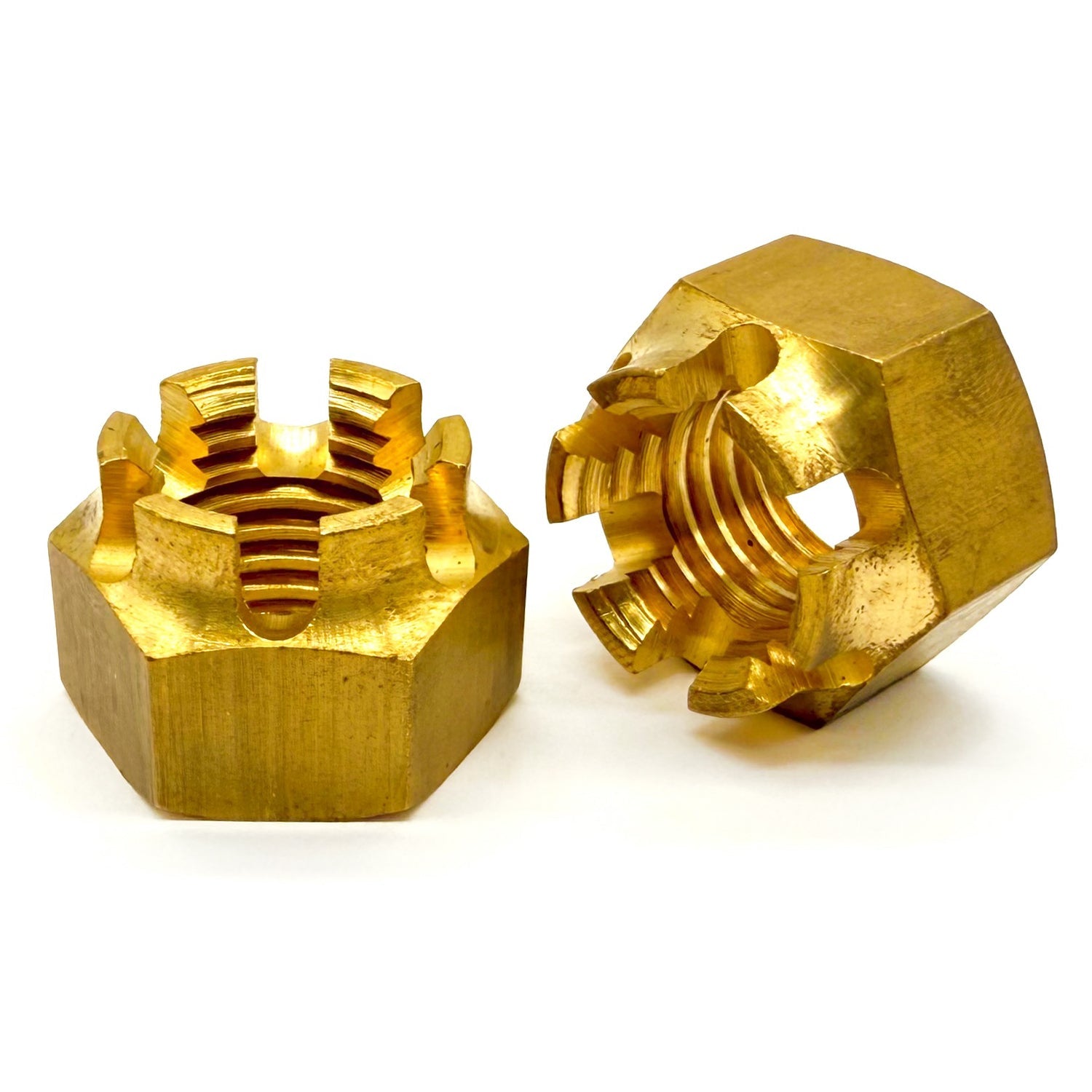 5/8"-11 Brass Slotted Hex Nuts