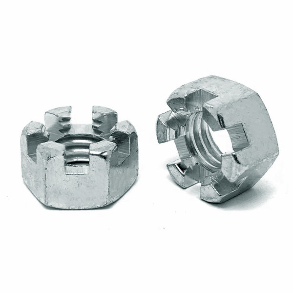 5/8"-11 Slotted Finished Hex Nuts Zinc Clear