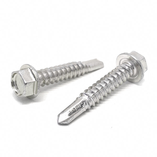 #8x1-1/2"  Stainless Steel Unslotted Hex Washer Head #2 Point Self Drilling Screws