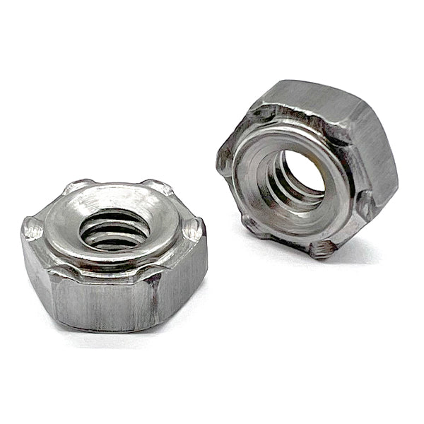5/16"-18 6 Prong Long Pilot Hex Weld Nuts