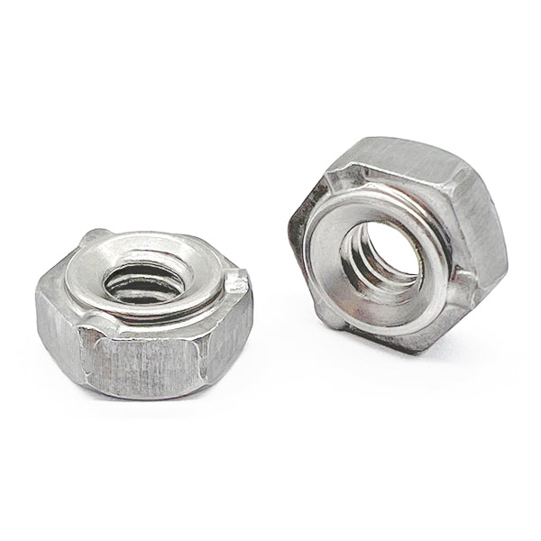 1/2"-13 18-8 Stainless Steel 3 Prong Hex Weld Nuts