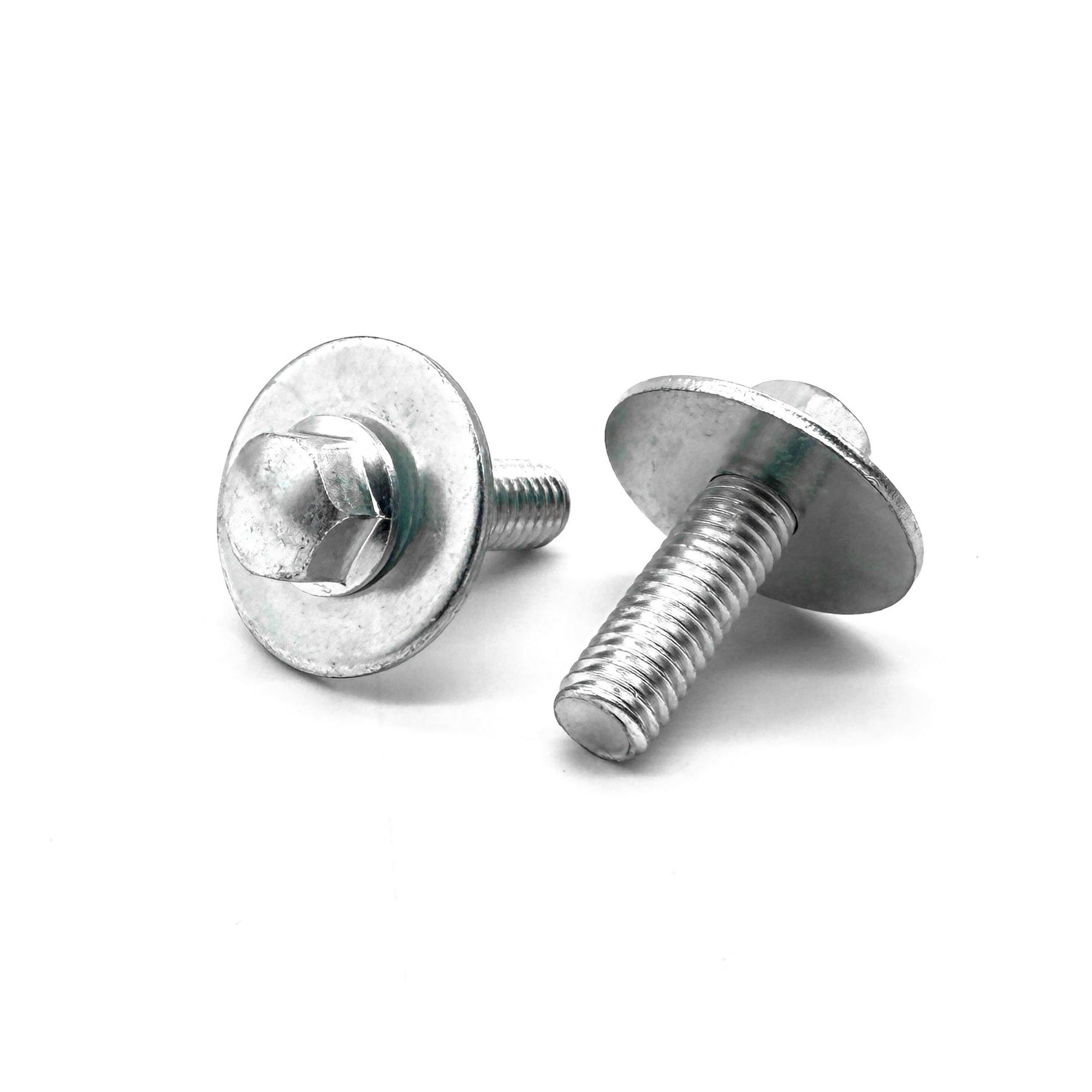 M6-1.0x20 Hex Flange Bolt Smooth Head Free Spin Conical Washer Off Road Moto Hardware Zinc