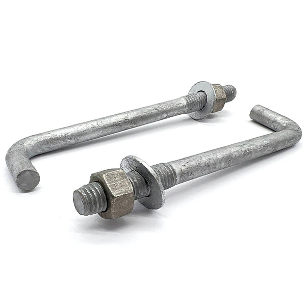 3/8"x6"x1-1/4"x1-3/4" L Shaped Anchor Bolts with Nuts and Washers Galvanized