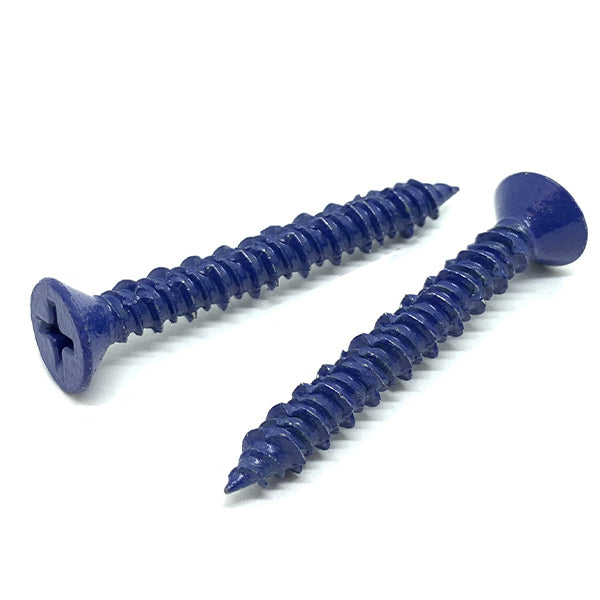 1/4x1-3/4" Phillips Flat Head Concrete Screws Piercing Point Blue Finish