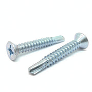 #8x1-1/2" Phillips Flat Head #2 Point Self Drilling Sheet Metal Screws Zinc