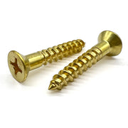 #10x2 1/2" Phillips Flat Head Wood Screws Brass