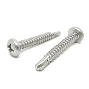 #14x1-1/4" Stainless Steel Phillips Pan Head #3 Point Self Drilling Screws