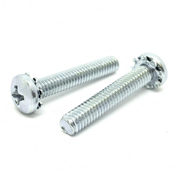 #6-32x1/2" External Tooth Sems Phillips Pan Head Machine Screws Zinc