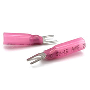 Red Heat Shrink Marine Grade #10 U-Type Fork Connectors, AWG 22-16