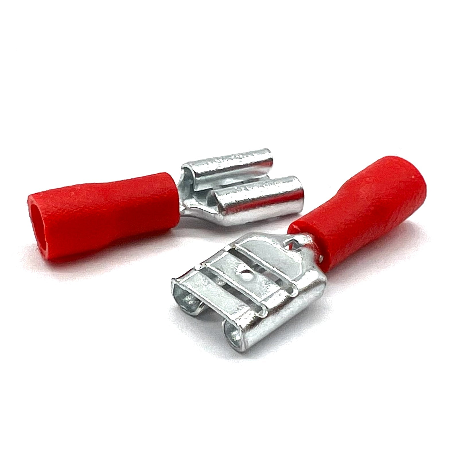 Red PVC/Vinyl Female Spade Crimp Connector, AWG 22-16